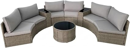 🌴 Outdoor Half-Moon Sofa Set 🛋️ | Patio Sectional Lounge Furniture ✨ | Garden Relax Seating ☀️