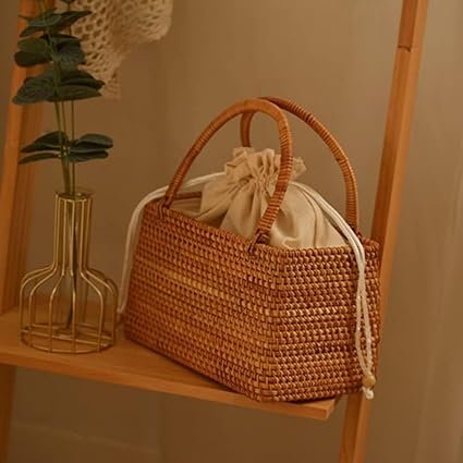 🌾 Handmade Rattan Straw Bag – Summer Beach Crossbody Basket Bag 👜✨