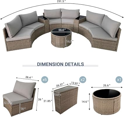 🌴 Outdoor Half-Moon Sofa Set 🛋️ | Patio Sectional Lounge Furniture ✨ | Garden Relax Seating ☀️