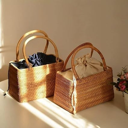 🌾 Handmade Rattan Straw Bag – Summer Beach Crossbody Basket Bag 👜✨