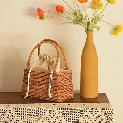 🌾 Handmade Rattan Straw Bag – Summer Beach Crossbody Basket Bag 👜✨