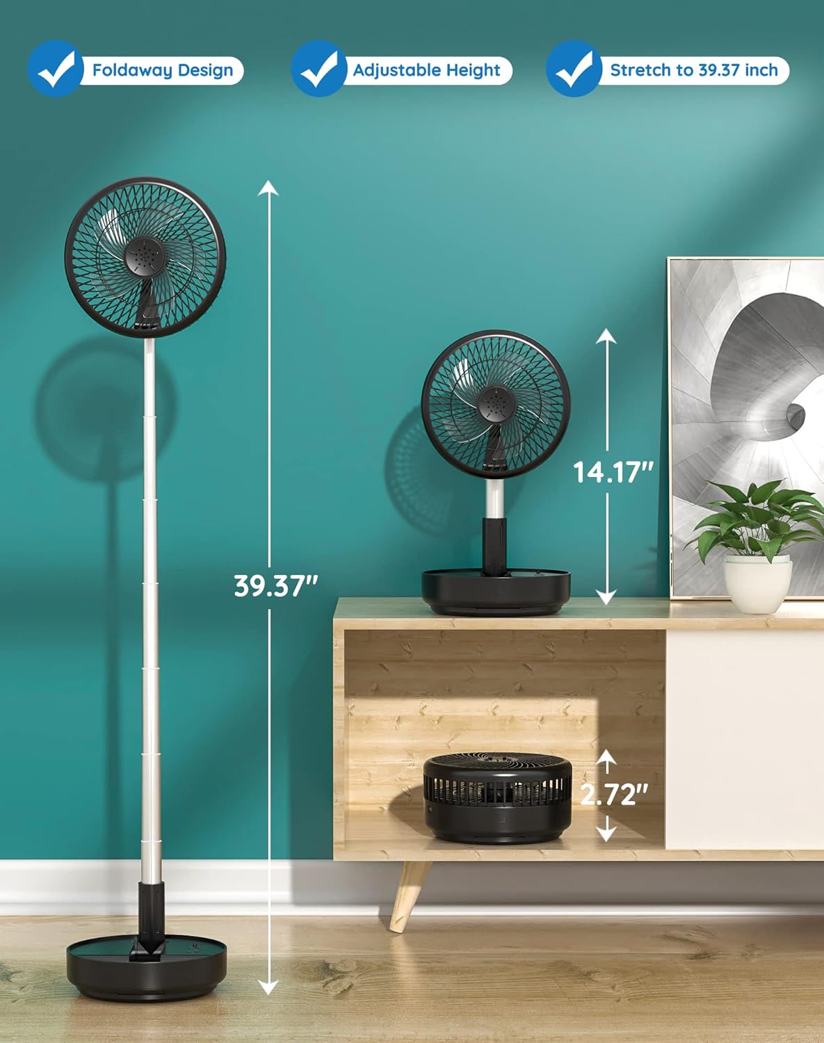 🌬️ Portable Standing Fan ❄️ | Rechargeable Oscillating Fan ✨ | Travel & Camping Cooler Breeze 🏕️