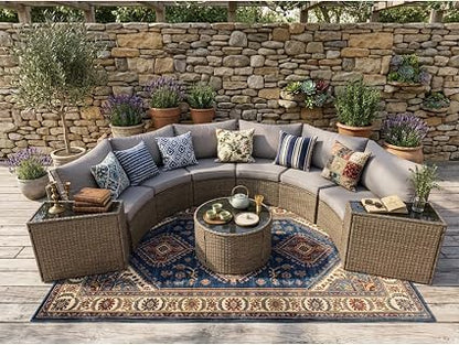 🌴 Outdoor Half-Moon Sofa Set 🛋️ | Patio Sectional Lounge Furniture ✨ | Garden Relax Seating ☀️