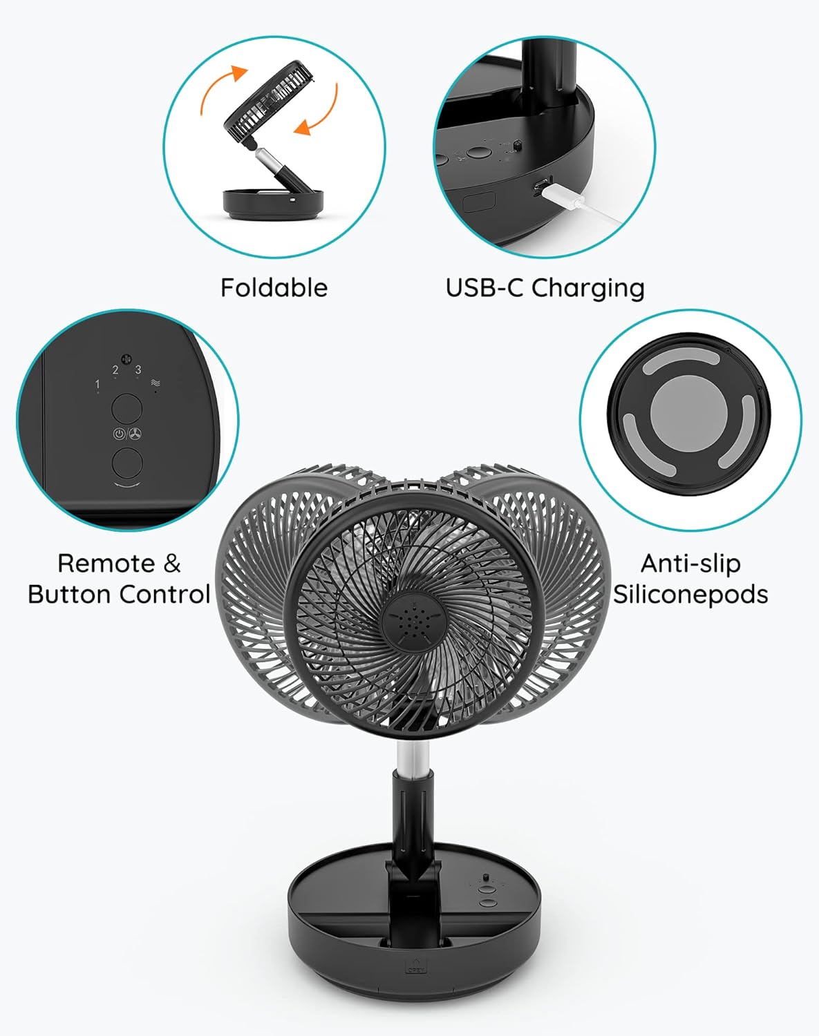 🌬️ Portable Standing Fan ❄️ | Rechargeable Oscillating Fan ✨ | Travel & Camping Cooler Breeze 🏕️