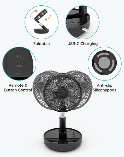 🌬️ Portable Standing Fan ❄️ | Rechargeable Oscillating Fan ✨ | Travel & Camping Cooler Breeze 🏕️