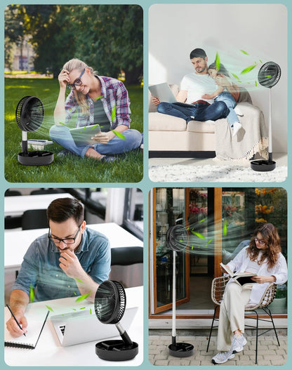 🌬️ Portable Standing Fan ❄️ | Rechargeable Oscillating Fan ✨ | Travel & Camping Cooler Breeze 🏕️