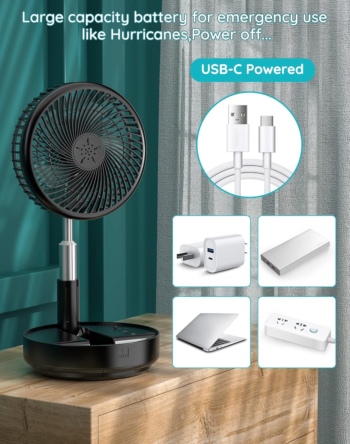 🌬️ Portable Standing Fan ❄️ | Rechargeable Oscillating Fan ✨ | Travel & Camping Cooler Breeze 🏕️