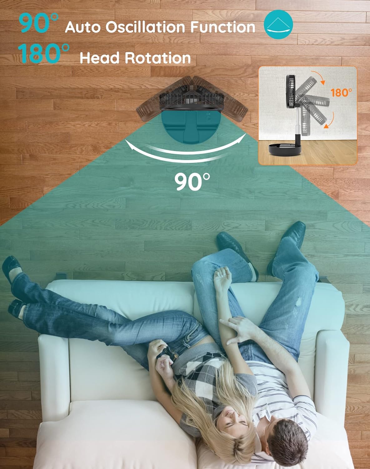 🌬️ Portable Standing Fan ❄️ | Rechargeable Oscillating Fan ✨ | Travel & Camping Cooler Breeze 🏕️