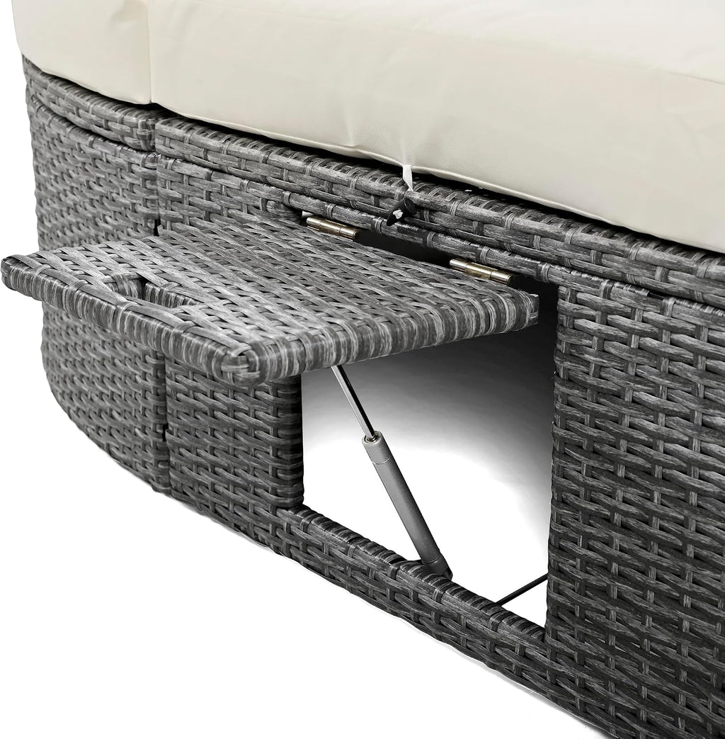 🌴 Outdoor Adjustable Daybed – Rattan Lounge Recliner Sofa 🛋️✨
