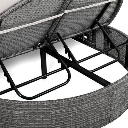 🌴 Outdoor Adjustable Daybed – Rattan Lounge Recliner Sofa 🛋️✨