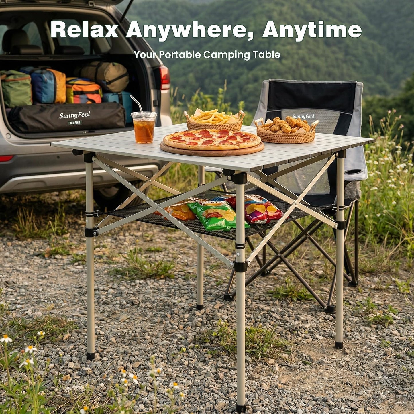 🏕️ Folding Camping Table 🌿 | Lightweight Outdoor Aluminum Desk ✨ | Travel & Picnic Essential 🧺